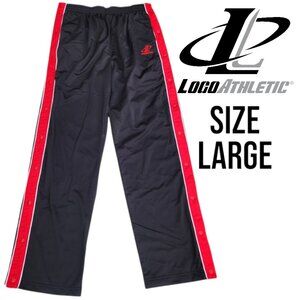 Logo Athletic Black Red Button-Down Tear-Away Red Stripe Pants Men's Size L Larg